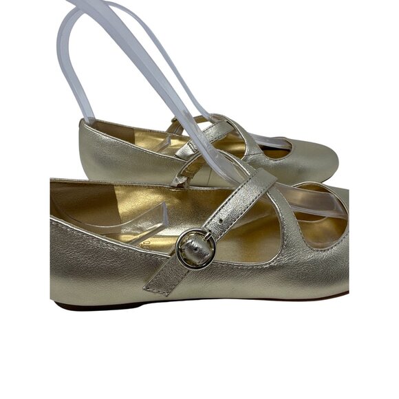 Vince Camuto Girls Gold Metallic Mary Jane Flats With Cross-Strap & Buckle Sz 2M - Picture 2 of 12